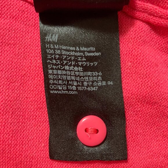 H&M Neon pink long sleeve v-neck cardigan ~ XS SMALL Barbie hot pink sweater - Picture 9 of 10